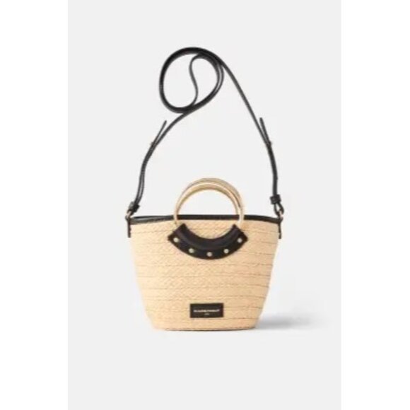 Claudie Pierlot Handbags - V-26. Claudie Pierlot Small Woven Basket Bag Black